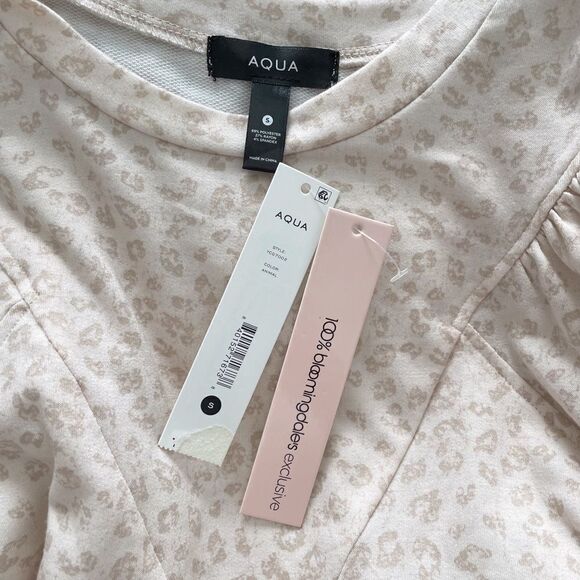 Aqua Brand Blush Leopard Print Bloomingdale’s Exclusive Sweatshirt Pullover Sz S - Picture 3 of 3